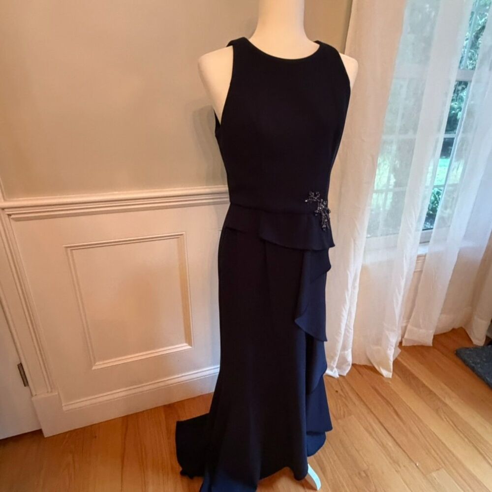 NWT Papell Studio evening gown in a rich midnight navy.